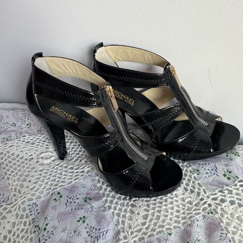 Black Michael Kors open-toe heels